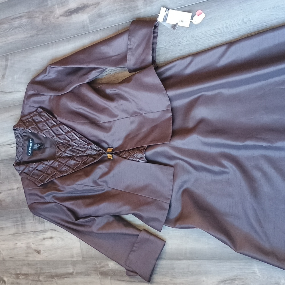 Cachet Brown Formal Full Length Lined Evening Gown with Jacket Size 10